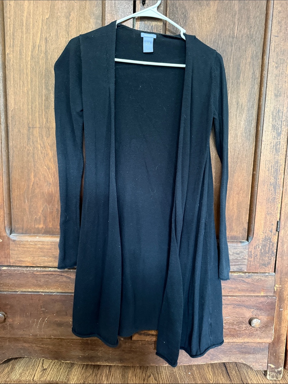 Black Open-Front Long Cardigan